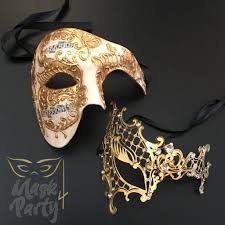 Masquerade Venetian Half Face Phantom Metal Ivory Gold Couples Masquerade Masks Gold Masquerade Mask Silver Masquerade Mask