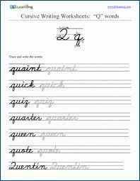 Created by experts · learning resources · free · teaching tools Cursive Words Starting With Q K5 Learning