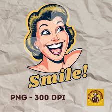 Smiling Happy Women PNG Bundle, Fun and Retro Designs for Mugs, T-shirts,  Stickers, Instant Digital Art Files, Cute and Trendy Download