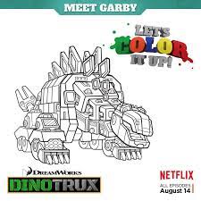 Color It Up Download Print And Color Garby From Dreamworks Dinotrux Http Bit Ly Colordinotrux Family Fun Coloring Pages Bday Party