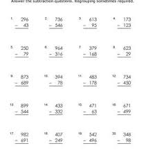 The first three sheets here involve subtracting 3 digit numbers, where no regrouping is needed. 3 Digit Subtraction Worksheets Some Regrouping