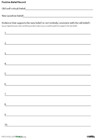 Positive Belief Record Psychology Tools Beliefs Positivity Core Beliefs