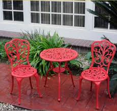 Bistro Table And Chairs 3 Piece Red Outdoor Patio Set Garden Porch Kitchen Deck Meadowdecor Outdoor Patio Furniture Sets Outdoor Patio Set Bistro Set