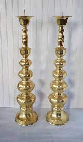 Get the best deals on brass candle candlesticks. Pair Brass Floor Candlesticks Vintage Tall Candle Holders Free Shipping Etsy Beehavenhome Brasspilla Tall Candle Holders Floor Candlesticks Candle Holders