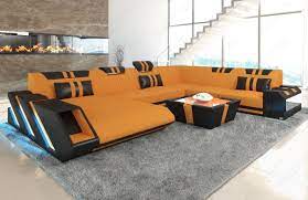 Fabric Sofa New Jersey Xl Shape Led With Usb Connection Living Room Sofa Set Sectional Living Room Decor Furniture Design Living Room
