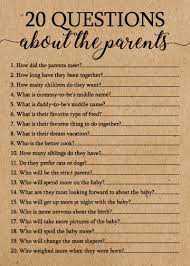 20 Questions About The Parents Baby Shower Game 20 Questions Etsy Baby Shower Questions Virtual Baby Shower Ideas Virtual Baby Shower