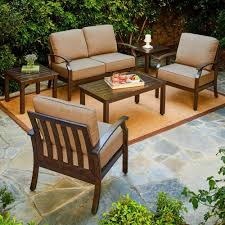 Royal Garden Bridgeport 6 Piece Aluminum Patio Conversation Set With Tan Cushions Conversation Set Patio Resin Patio Furniture Seating Groups