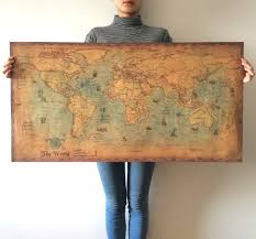 us 3 59 10 off vintage the world map nautical ocean sea maps retro old paper poster wall chart sticker antique home decor map world in wall stickers