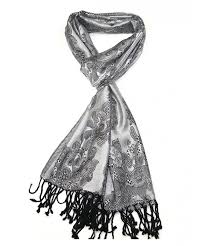 Gfm peony or floral pattern pashmina style scarf shawl wrap. Women Floral Pashmina Scarf Beautiful Ladies Floral Scarves With Geo Pattern Silver Grey Cq11gucb14n