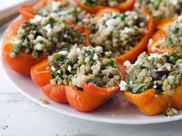 Add couscous and cook, stirring, for 2 minutes. Lentil And Couscous Stuffed Peppers Recipe Food Network Healthy Eats Recipes Ideas And Food News Food Network