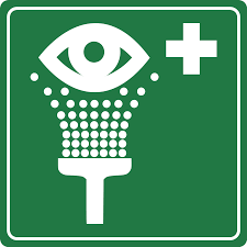 An eyewash station consists of a basin with two water nozzles to allow for both eyes to be rinsed simultaneously. File Sign Eyewash Svg Wikimedia Commons
