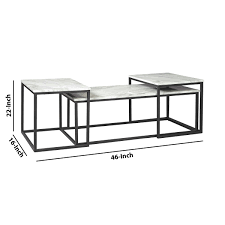 Carl hansen, classicon, gloster, hartô, magis, muuto, string 3 Piece Metal Frame Occasional Table Set With Marble Top White And Black Overstock 31907272