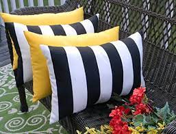 The modern rectangular shape is the quintessential accent to a patio lounge chair…but Set Of 4 Outdoor Throw Pillows Black White Stripe And Solid Yellow 12 X 20 Ebay