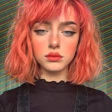 Pastel Red Orange Hairstyle Edgy Hair Color Edgy Hair Coral Hair