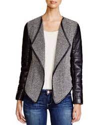Bagatelle Tweed And Faux Leather Jacket Women Bloomingdale S Leather Sleeve Jacket Faux Leather Jacket Women Jackets