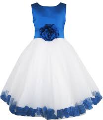 Madchen Kleid Blau Blume Tull Hochzeit Festzug Brautjungfer Gr 86 92 Madchenkleid Blumenmadchen Kleid Brautjungfern