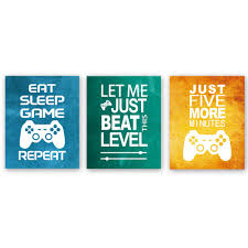Gaming shower curtain modern video games design shower curtain for kids boys girls teens waterproof polyester fabric bathroom decor set with 12 hooks, 72x72 inch. Unframed Funny Video Game Themed Wall Art Print Inspirational Quotes Art Painting Set Of 3 8 X 10 Gaming Poster Watercolor Artwork Canvas For Kids Boys Room Decor Buy Online