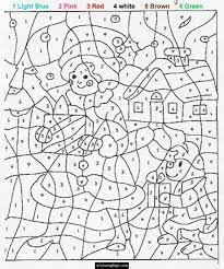 Color By Numbers Girl And Dog With Presents Coloring Pages For Kids Printable Christmas Color By Number Coloring Books Teddy Bear Coloring Pages