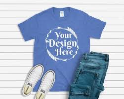 Gildan 64000 Heather Royal Unisex T Shirt Flat Lay T Shirt Etsy In 2020 Shirt Mockup Colorful Shirts Shirts