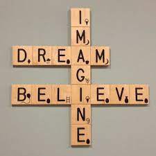 Design your own wall decal or choose from our decorative stickers for walls and inspirational quotes wall art to add personality to any room. Imagine Believe Crossword Wall Art Scrabble Wall Art Scrabble Crafts Scrabble Art