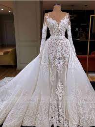 Long sleeved gowns are totally modern. Vintage Long Sleeve Luxury Lace Wedding Dresses With Removable Skirt Vw1289 Bridal Gowns Mermaid Lace Applique Wedding Dress Online Wedding Dress