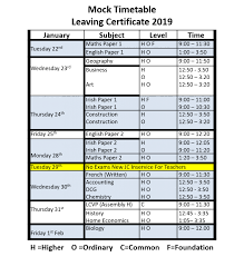 Lc Mock Timetable Procedures St Pauls Secondary School