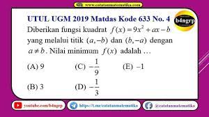 Um ugm 2019 kode 633. Soal Utul Ugm 2019 Masnurul