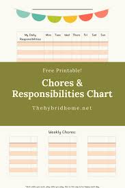 Free Printable Chore Chart School The Hybrid Home