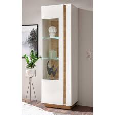 Die füße haben eine höhe von 3,5 cm. Schrank Vitrine In Weiss Und Wildeiche Optik 60 Cm Breit Moebel Suchmaschine Ladendirekt De