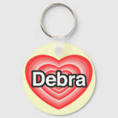 I love Debbie. I love you Debbie. Heart Keychain