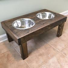 Diy Raised Dog Bowls Pet Feeder Dog Bowl Holder Pallet Wood Project 10 High Stained Minwax Special Wal Dog Bowl Holder Raised Dog Bowls Dog Bowl Stand