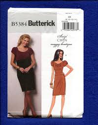 Butterick 5384 Suzi Chin Country Chic Fitted Dress With Puff Sleeves Size 8 10 12 14 Uncut