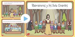 Haba una vez, una nia muy guapa y muy buena que se llamaba blancanieves. Presentacion De Blancanieves Y Los Siete Enanitos