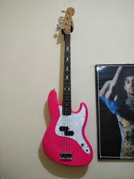 Mark hoppus daphne blue fender jazz bass guitar soft enamel pin. This Bass Was A Squier Jazz Bass That I Turned Into A Mh Hot Pink Bass Still Need A Pickup Replacement But Damn I Love This Bass Already Markhoppusbassguitars