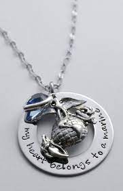 Marine Necklace My Heart Belongs To A Marine By Lauriginaldesigns Marines Girlfriend Marine Wife Usmc Mom