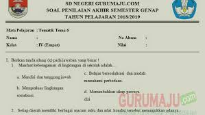 Soal tematik kelas 4 semester 2 dan kunci jawaban. Soal Pat Ukk Kelas 4 Tema 6 Kurikulum 2013 Semester 2 Guru Maju
