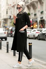 Uclu Siyah Tesettur Spor Takim 2380s Neva Style Com In 2020 Black Hijab Fashion Hijab Style Dress