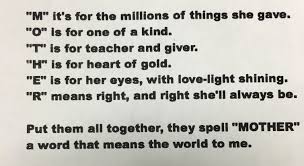 Mothers Day Acronym Poem Mother Poems Parenting Skills Parenting Blog