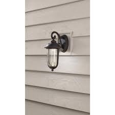Hampton Bay Perdido Rust Outdoor Led Motion Sensor Wall Lantern Sconce Rfsw30030lrs Ms The Home Depot Wall Lantern Hampton Bay Motion Sensor Lights