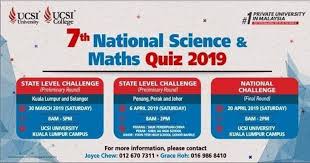 22 Mar 20 Apr 2019 Ucsi 7th National Science And Math Quiz Math Science Quiz