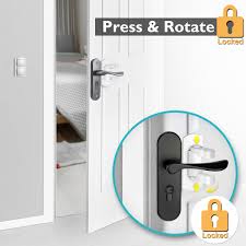 One of the ideal ways to add an extra lock to your door without drilling any holes is to purchase turnkey doorknobs. Child Safety Door Handle Locks 4pack Adhesive Baby Proof Door Lever Lock No Drill Quick Install Safety Locks For Door Walmart Com Walmart Com