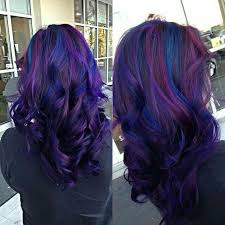 Purple Base With Blue Highlights Hair Styles Blue Purple Hair Hair Color Purple