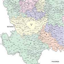 Cartina geografica della regione lombardia. Map Of Lombardia With Postal Codes