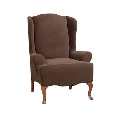 Stretch Morgan Wing Chair Slipcover Chocolate Sure Fit Slipcovers For Chairs Slipcovers Wing Chair