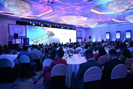 His Excellency President Dr Mohamed Muizzu delivered the Keynote Address at  the Maldives–Sri Lanka Business Forum held in Colombo, highlighting the  indispensable role played by the private sector in shaping the country's