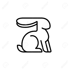 Simple And Minimal Hare Or Rabbit Logo. Stylized Silhouette Line Art. Black And White Vector Illustration. Royalty Free SVG, Cliparts, Vectors, And Stock Illustration. Image 124951291.