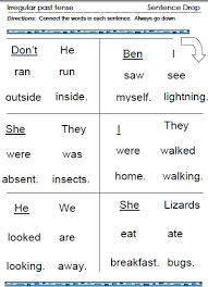 irregular past tense verbs word lists worksheets activities goals and more free language stuff