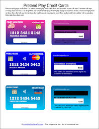 Share your own credit card mistakes with your kids, and be sure to explain how interest on unpaid balances works. Pretend Play Credit Cards For The Kids That Love To Shop Http Www Kidscanhavefun Com Playtime Activities Htm Play Money Kids Credit Card Printable Play Money