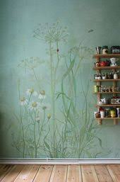 Herbs Kitchen Eclectic Kitchen Other Metro Floral Garden Ideas Watercolor Mural Wall Painting Mural
