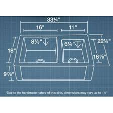 Press a tape measure against the sink's left bottom edge, slightly higher than where the sink's basin begins to curve. Polaris Sinks P119 Offset Double Basin Copper Farmhouse Sink Annie Oak